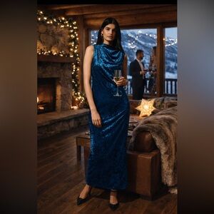 Anthropologie NWT Significant Other Kaja Stretch Velvet Maxi Dress size 4.